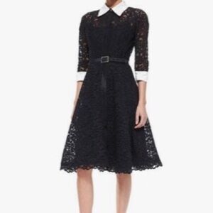 Rickie Freeman Teri Jon Black Lace Collar Dress